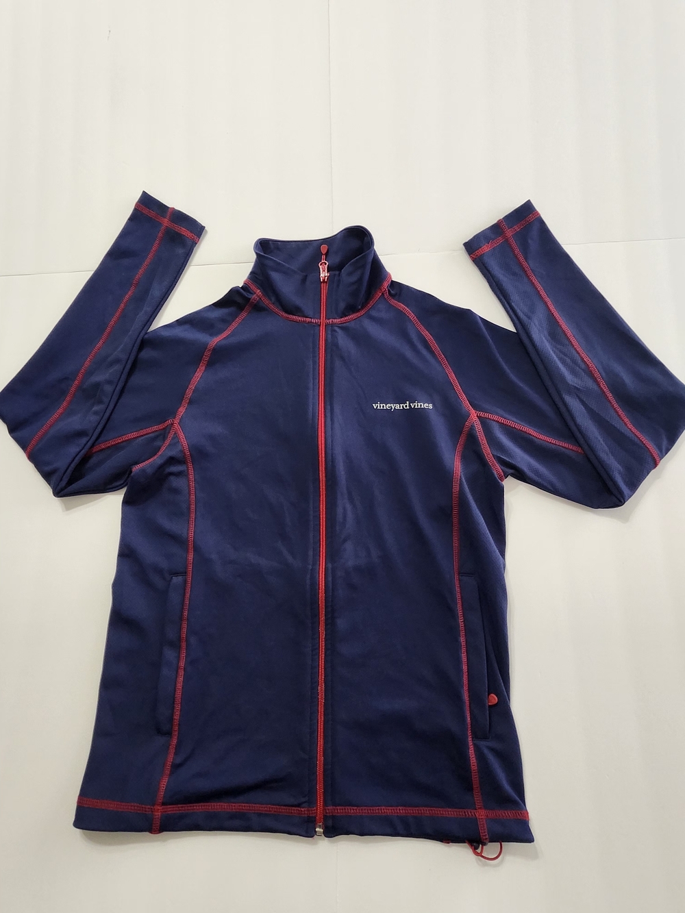 Vineyard Vines Men's Navy Zip-Up Sports Jacket with Red Stitching Size Small
